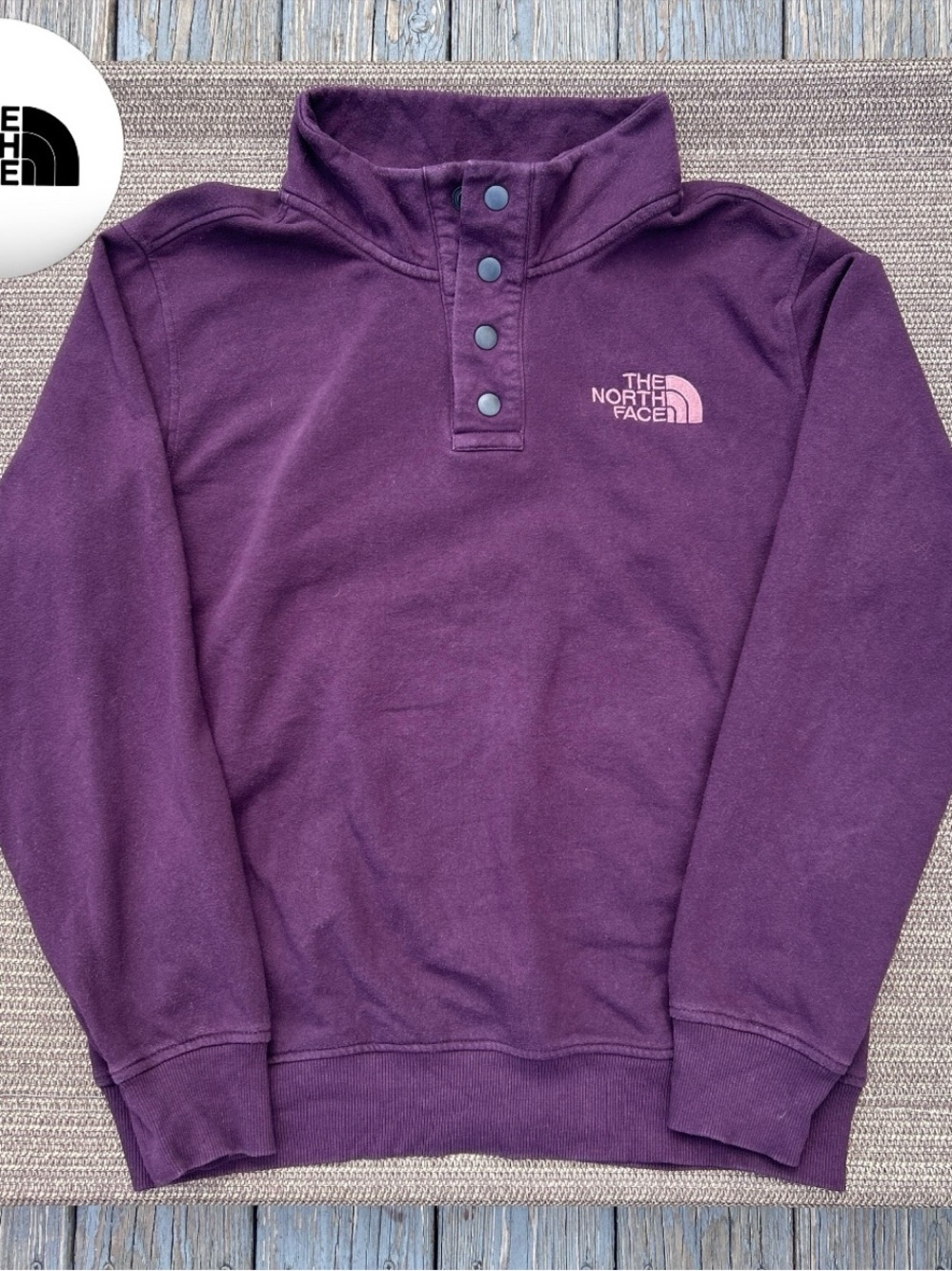 The North Face Men’s Large Burgundy Maroon 4-Snap Pullover Fleece Sweatshirt
